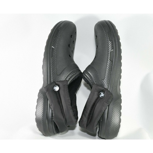 CROCS Black Clog with Fur Lining with Padded Heel Straps Shoe (Men's Size 12) - Picture 3 of 7